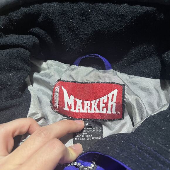 Vintage 90s Marker Purple Hooded Winter Ski Jacket - Picture 3 of 3